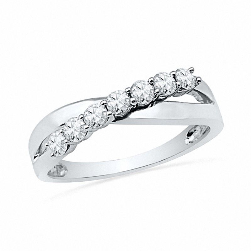 0.50 CT. T.W. Diamond Criss-Cross Band in 10K White Gold