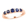 Lab-Created Blue Sapphire Five Stone Anniversary Band in 10K Rose Gold
