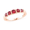Lab-Created Ruby Five Stone Anniversary Band in 10K Rose Gold