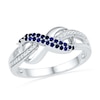 Thumbnail Image 0 of Lab-Created Blue Sapphire and Diamond Accent Infinity Loop Ring in Sterling Silver