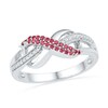 Thumbnail Image 1 of Lab-Created Ruby and Diamond Accent Infinity Loop Ring in Sterling Silver