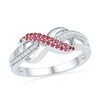 Thumbnail Image 0 of Lab-Created Ruby and Diamond Accent Infinity Loop Ring in Sterling Silver