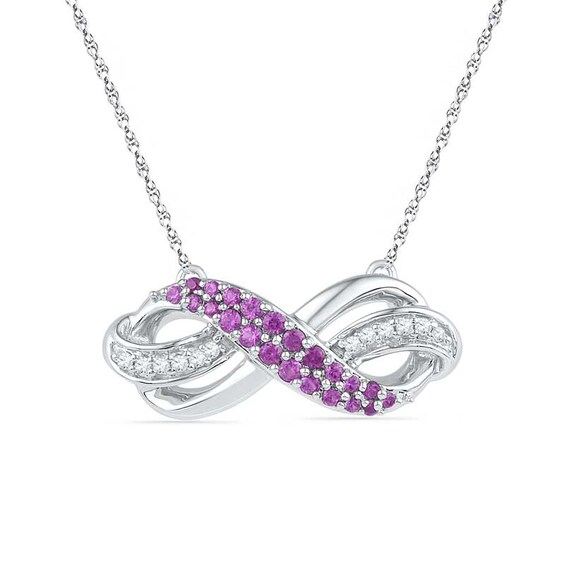 Amethyst and Diamond Accent Infinity Loop Ring in Sterling Silver
