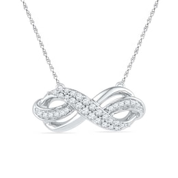 Lab-Created White Sapphire and Diamond Accent Infinity Loop Necklace in Sterling Silver