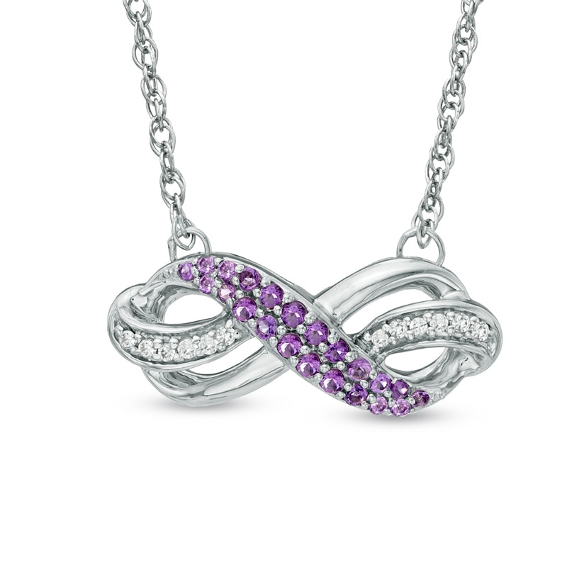 Amethyst and Diamond Accent Infinity Loop Necklace in Sterling Silver