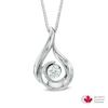 Thumbnail Image 0 of 0.12 CT. Certified Canadian Diamond Solitaire Flame Pendant in 14K White Gold (I/I2) - 17"