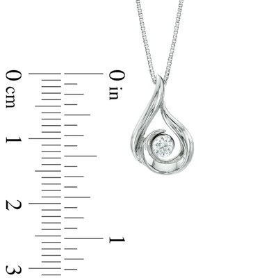 0.12 CT. Certified Canadian Diamond Solitaire Flame Pendant in 14K White Gold (I/I2) - 17"