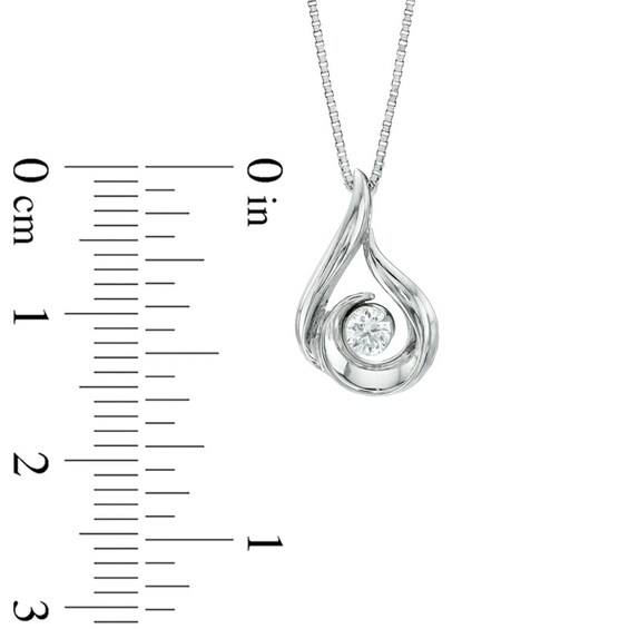 0.12 CT. Certified Canadian Diamond Solitaire Flame Pendant in 14K White Gold (I/I2) - 17"