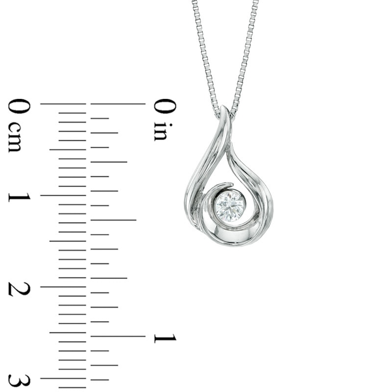 0.12 CT. Certified Canadian Diamond Solitaire Flame Pendant in 14K White Gold (I/I2) - 17"