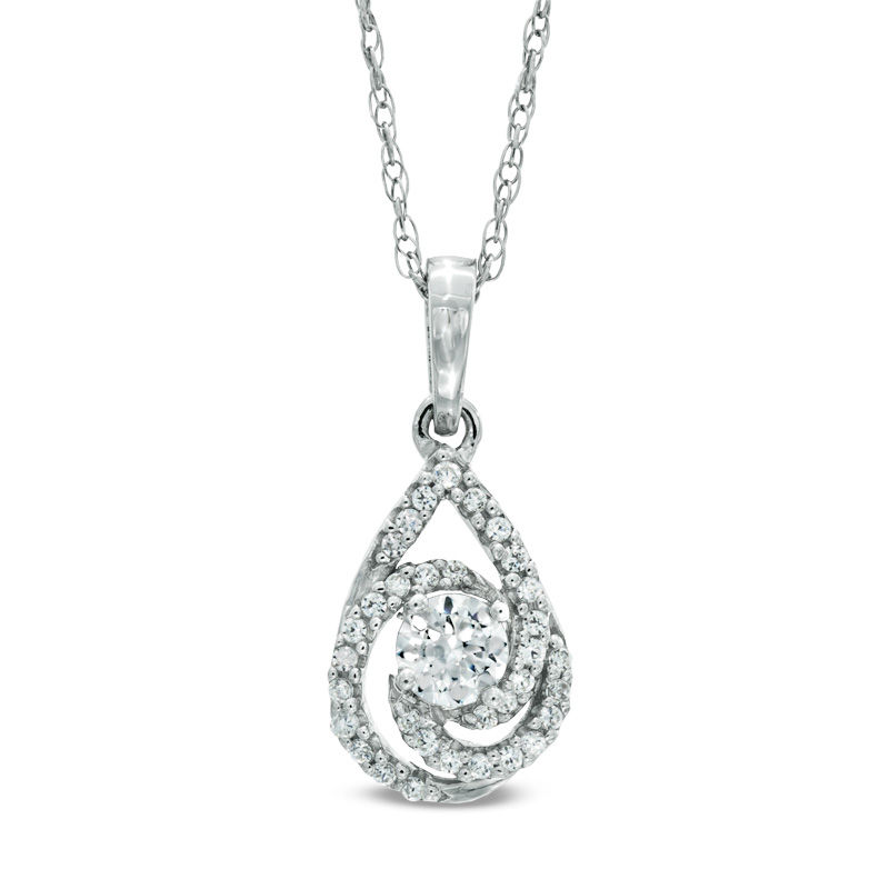 0.30 CT. T.W. Certified Canadian Diamond Teardrop Swirl Pendant in 14K Gold (I/I2