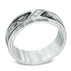 Thumbnail Image 1 of Men's 0.10 CT. T.W. Diamond Two-Tone Stainless Steel Tribal Wedding Band - Size 10