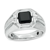 Thumbnail Image 0 of Men's 8.0mm Octagonal Onyx and Diamond Accent Comfort Fit Ring in Sterling Silver