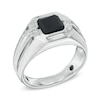 Thumbnail Image 1 of Men's 8.0mm Octagonal Onyx and Diamond Accent Comfort Fit Ring in Sterling Silver