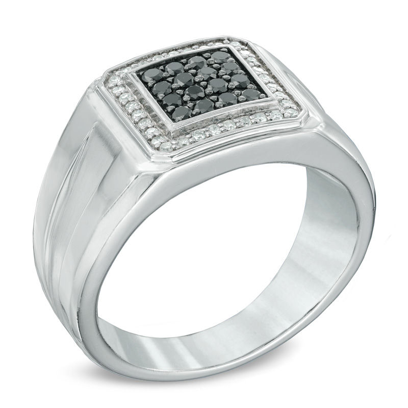 0.50 CT. T.W. Enhanced Black and White Diamond Ring Sterling Silver
