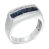 Thumbnail Image 2 of Square-Cut Blue Sapphire and 0.12 CT. T.W. Diamond Ring in 10K White Gold