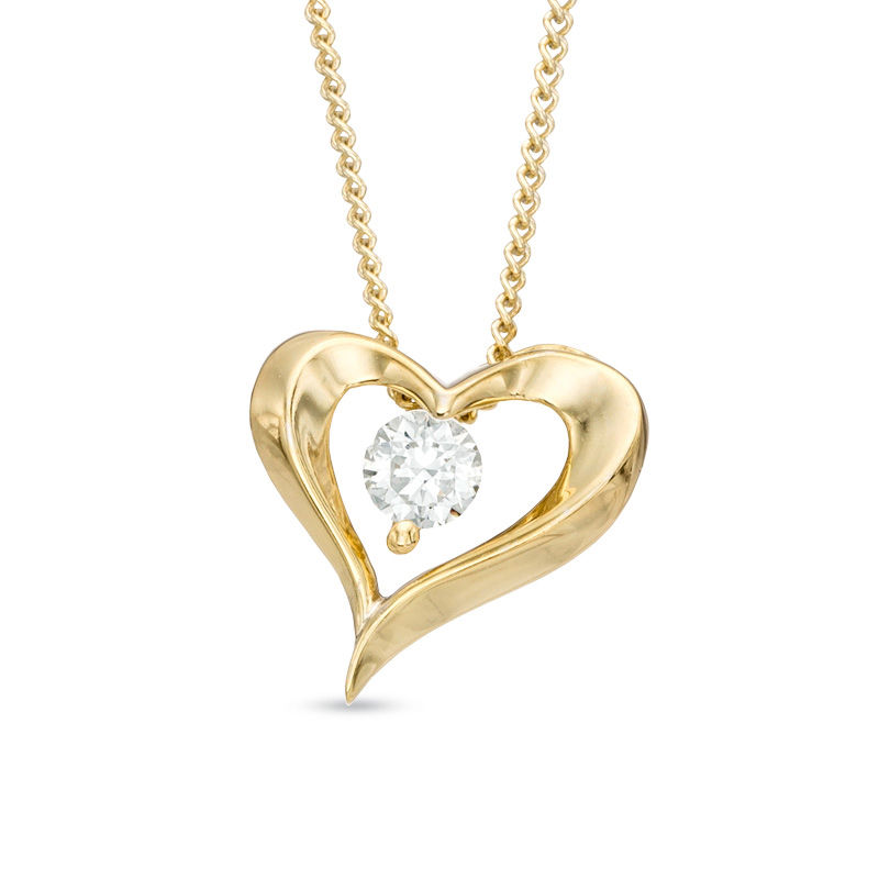 0.10 CT. Certified Canadian Diamond Solitaire Heart Pendant in 14K Gold (I/I2) - 17"|Peoples Jewellers