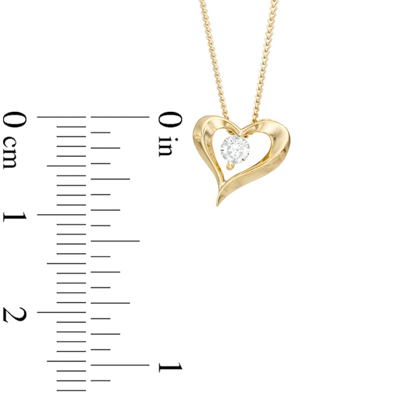 Main Image 2 of 0.10 CT. Certified Canadian Diamond Solitaire Heart Pendant in 14K Gold (I/I2) - 17"