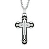 Men's Diamond Accent Cross Pendant in Two-Tone Stainless Steel - 24"