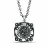 Thumbnail Image 1 of Black & Blue Jewelry Co. Men's Diamond Accent Saint Christopher Medal Pendant in Stainless Steel - 24"