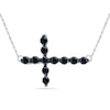 Thumbnail Image 0 of Black Diamond Accent Sideways Cross Necklace in 10K White Gold