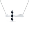 Thumbnail Image 0 of 0.16 CT. T.W. Black Diamond Three Stone Sideways Cross Necklace in Sterling Silver