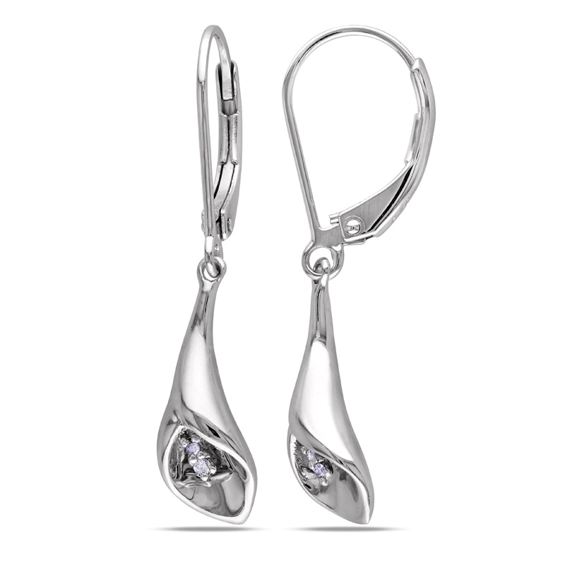 Diamond Accent Calla Lily Drop Earrings in Sterling Silver