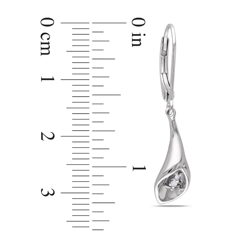 Diamond Accent Calla Lily Drop Earrings in Sterling Silver