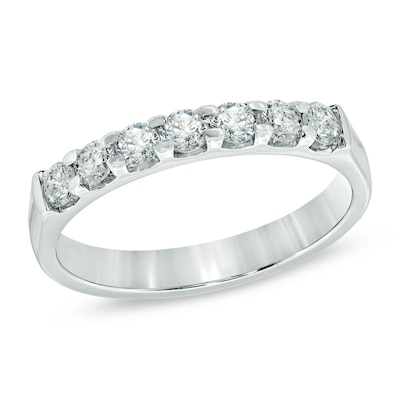 0.50 CT. T.W. Certified Diamond Seven Stone Anniversary Band in 14K White Gold (I/SI2)