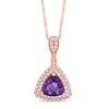 Thumbnail Image 0 of 8.0mm Trillion-Cut Amethyst and Lab-Created White Sapphire Pendant in Sterling Silver with 14K Rose Gold Plate