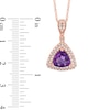 Thumbnail Image 1 of 8.0mm Trillion-Cut Amethyst and Lab-Created White Sapphire Pendant in Sterling Silver with 14K Rose Gold Plate