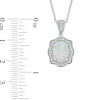 Oval Lab-Created Opal and White Sapphire Scallop Frame Pendant in Sterling Silver