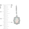 Oval Lab-Created Opal and White Sapphire Scallop Frame Drop Earrings in Sterling Silver