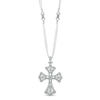 Thumbnail Image 0 of Lab-Created White Sapphire Cross Pendant in Sterling Silver - 17"