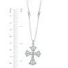 Thumbnail Image 1 of Lab-Created White Sapphire Cross Pendant in Sterling Silver - 17"