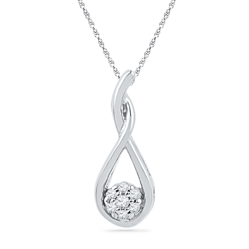 Diamond Accent Cluster Teardrop Pendant in 10K White Gold