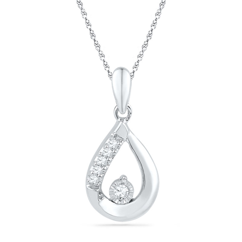 Diamond Accent Teardrop Pendant in 10K White Gold|Peoples Jewellers