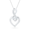 Thumbnail Image 1 of 0.05 CT. T.W. Diamond Infinity Symbol with Heart Pendant in 10K White Gold