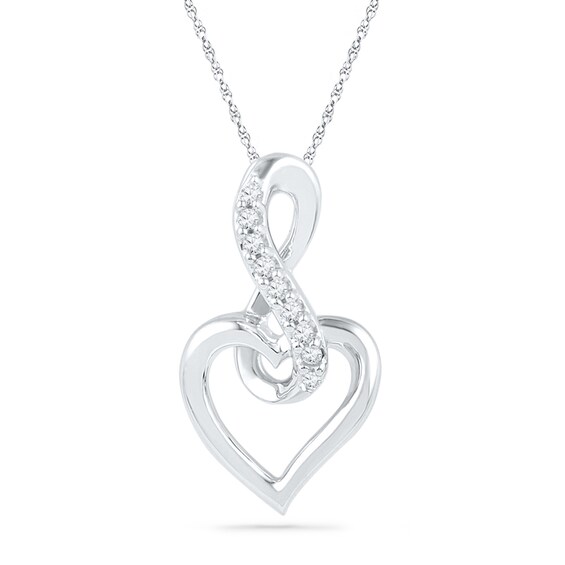 Diamond Accent Infinity Symbol With Heart Pendant In 10k White Gold Peoples Jewellers - 10k White Gold Necklace And Pendant