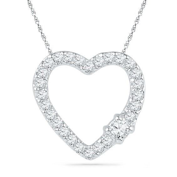 0.25 CT. T.W. Diamond Heart Pendant in 10K White Gold