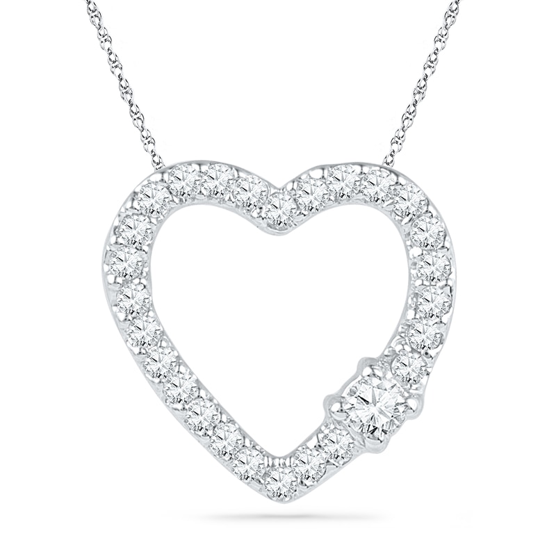 0.25 CT. T.W. Diamond Heart Pendant in 10K White Gold