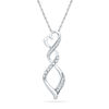 Thumbnail Image 1 of 0.12 CT. T.W. Diamond Heart and Flame Pendant in 10K White Gold