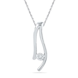 Diamond Accent Abstract Ribbon Pendant in 10K White Gold