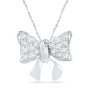 Thumbnail Image 1 of 0.10 CT. T.W. Diamond Bow Pendant in 10K White Gold