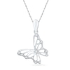 Thumbnail Image 0 of 0.08 CT. T.W. Diamond Tilted Butterfly Pendant in 10K White Gold