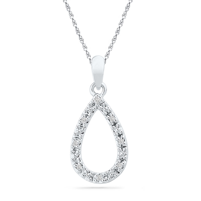 Diamond Accent Teardrop Pendant in 10K White Gold|Peoples Jewellers