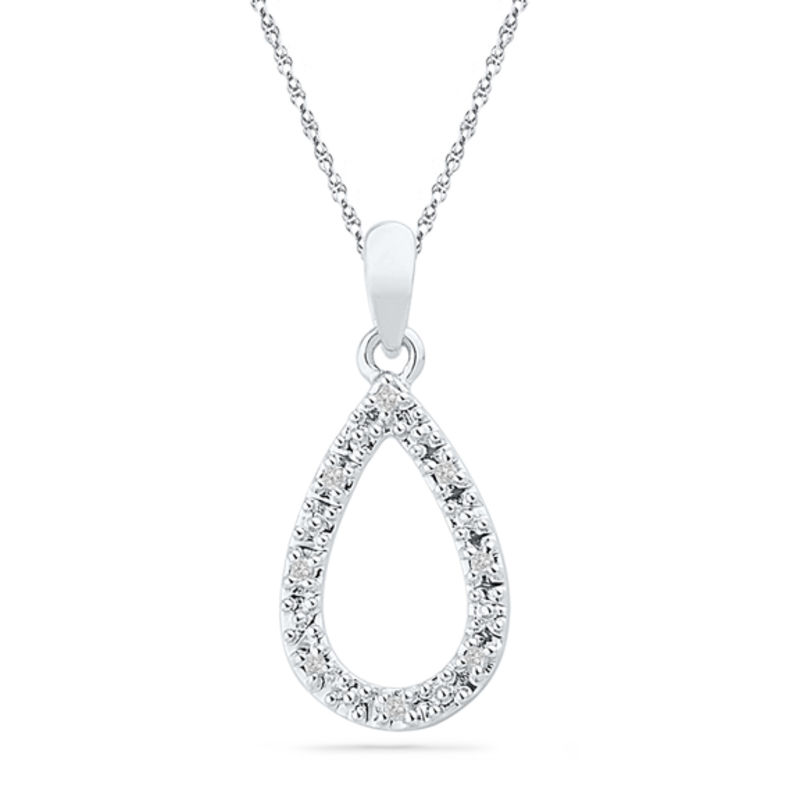 Diamond Accent Teardrop Pendant in 10K White Gold