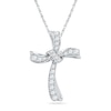 Thumbnail Image 1 of 0.33 CT. T.W. Diamond Looping Cross Pendant in 10K White Gold
