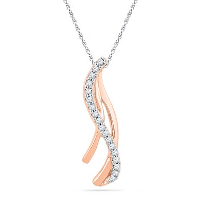 0.10 CT. T.W. Diamond Flowing Ribbon Pendant in 10K Rose Gold