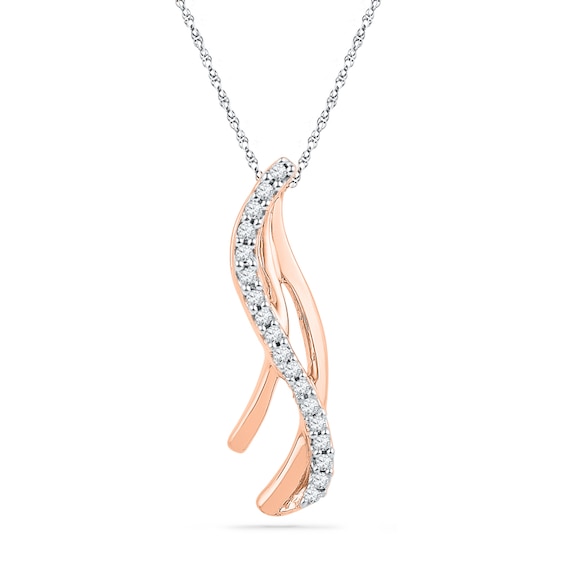 0.10 CT. T.W. Diamond Flowing Ribbon Pendant in 10K Rose Gold