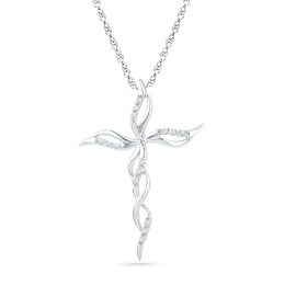Diamond Accent Cascading Cross Pendant in 10K White Gold